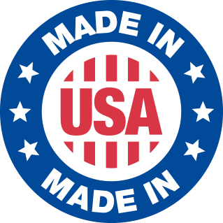 Official Made in USA blue and white circular quality badge representing local manufacturing standards.